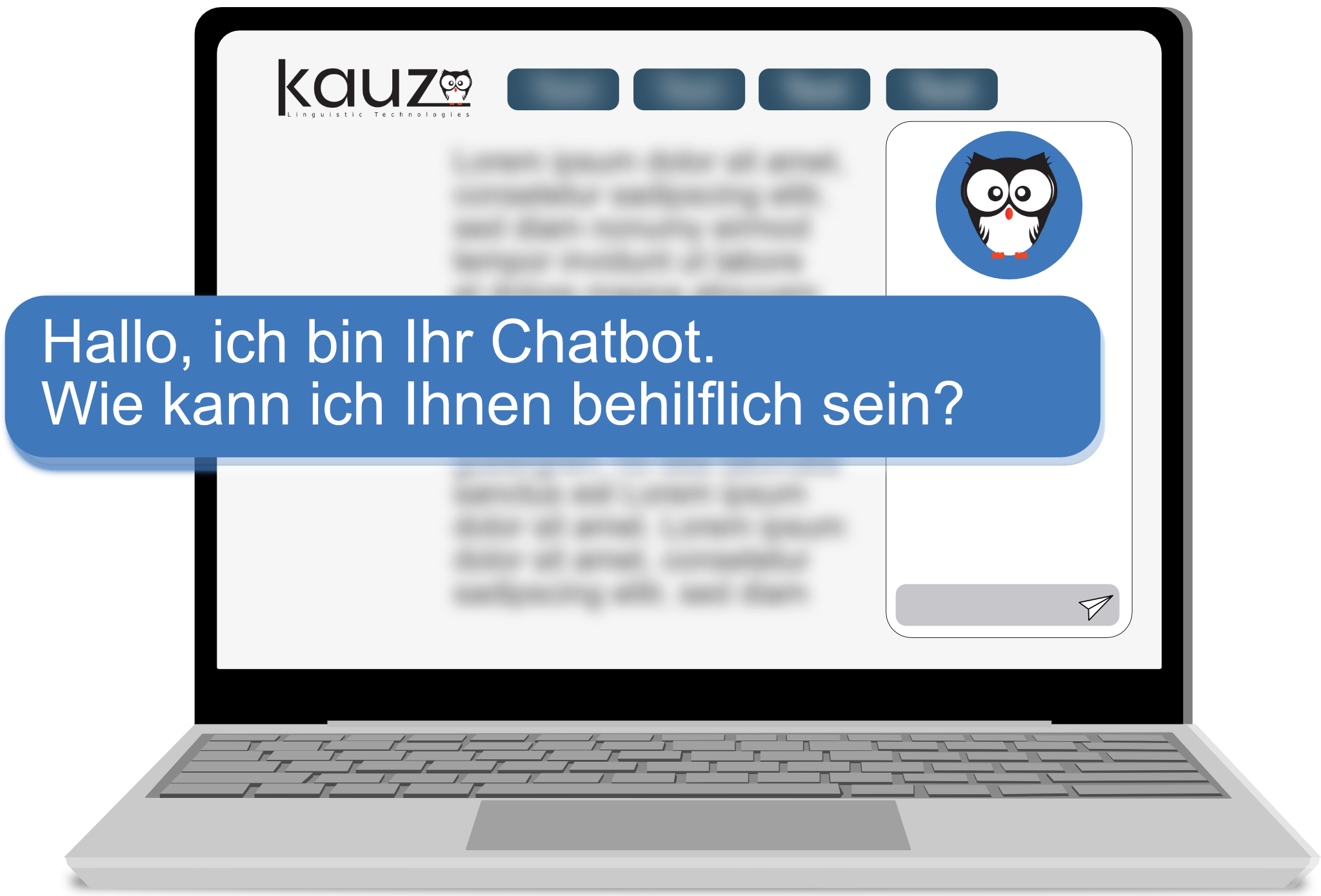 Laptop als Beispiel für Chatbots die verstehen. Webseiten-Bots mit Kauz Technologie. 