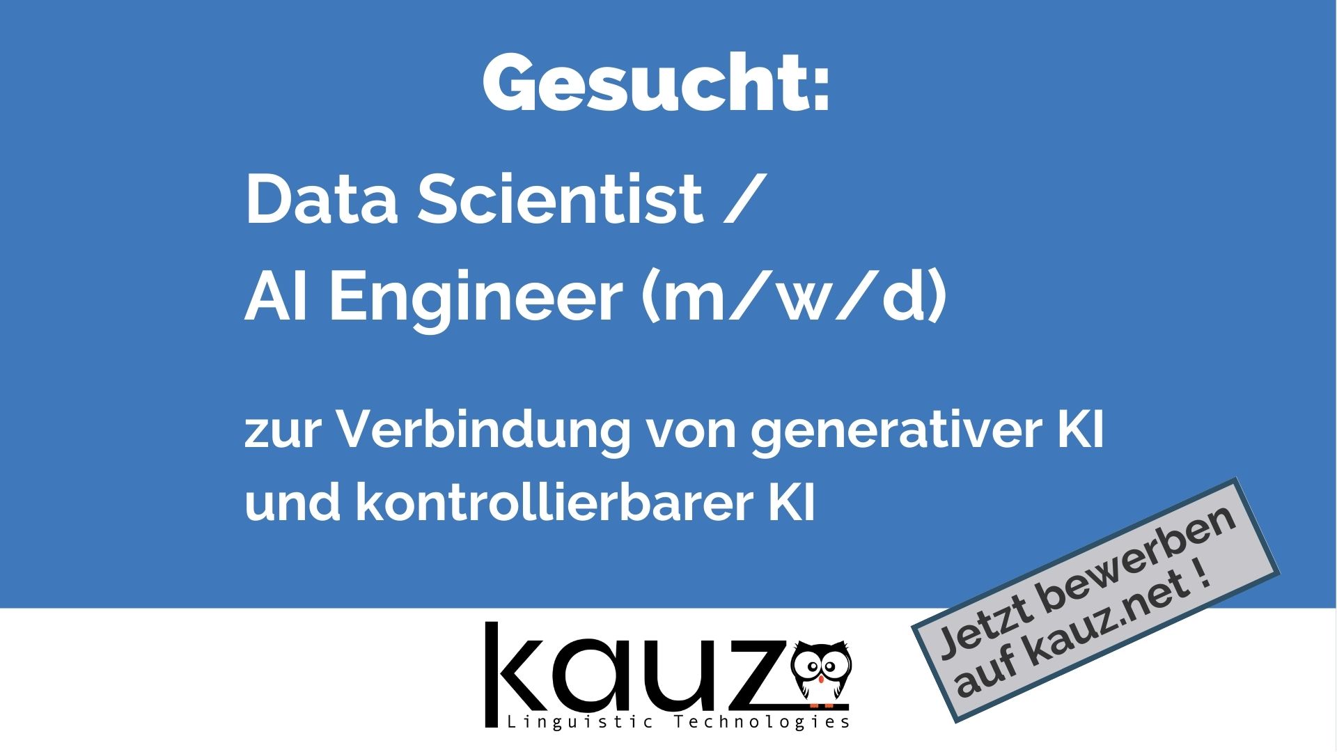 Stellenausschreibung Data Scientist Ai Engineer Kauz Chatbots